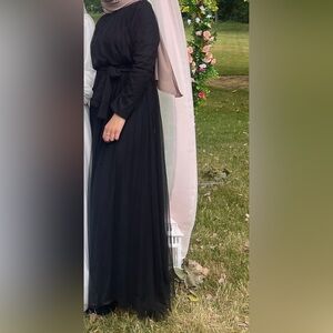 Women’s Black Modest Evening Maxi Dress (Turkish Brand)
